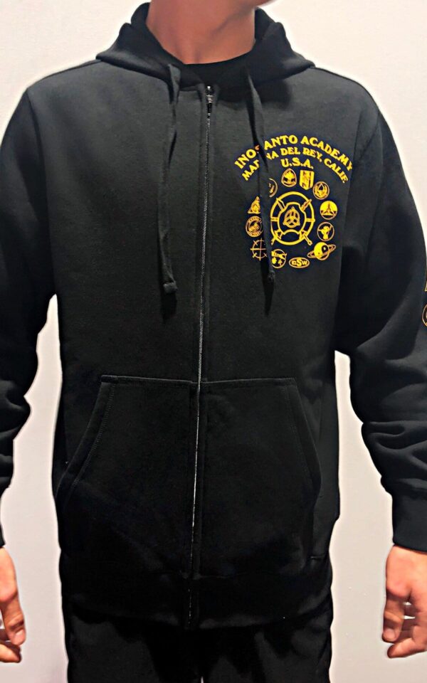 Hoodie with Zipper - Inosanto Academy - Sweatshirt - Black with Gold Logos